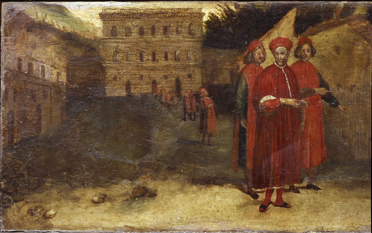 Luca Pitti Włoski bankier przed swoim pałacem (Palazzo Pitti) autorstwa Alessandro Allori