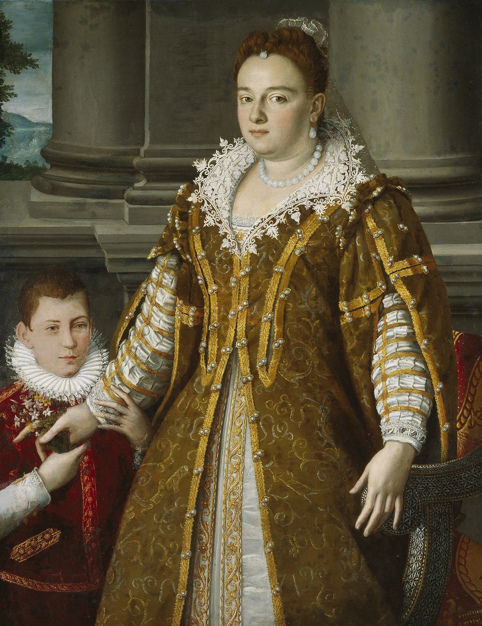 Portret wielkiej księżnej Bianki Capello de Medici z jej synem, ok. 1580-1614 autorstwa Alessandro Allori