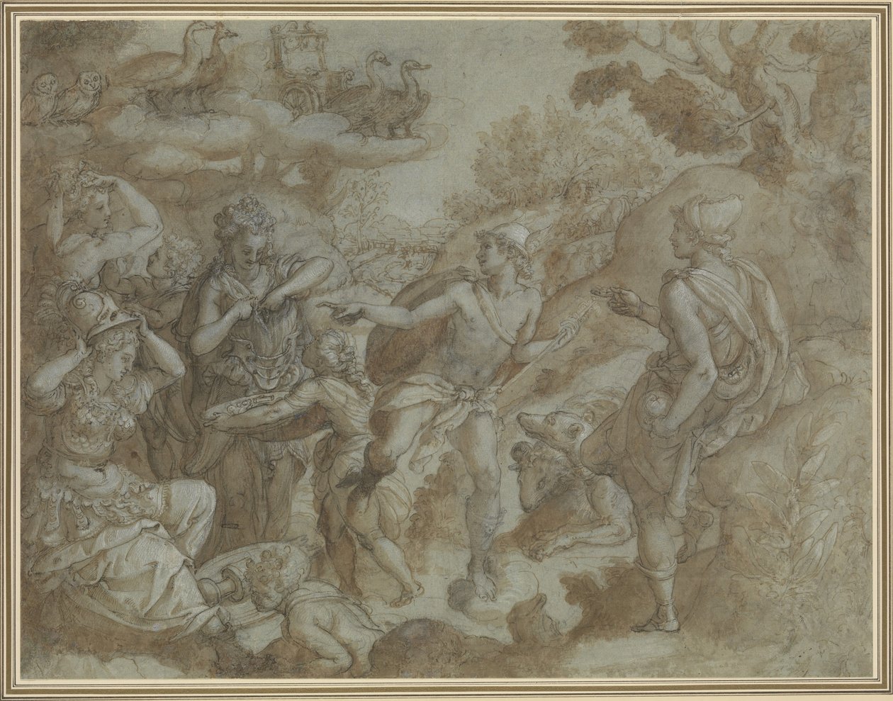 Wyrok Paryża, 1583. autorstwa Alessandro Allori