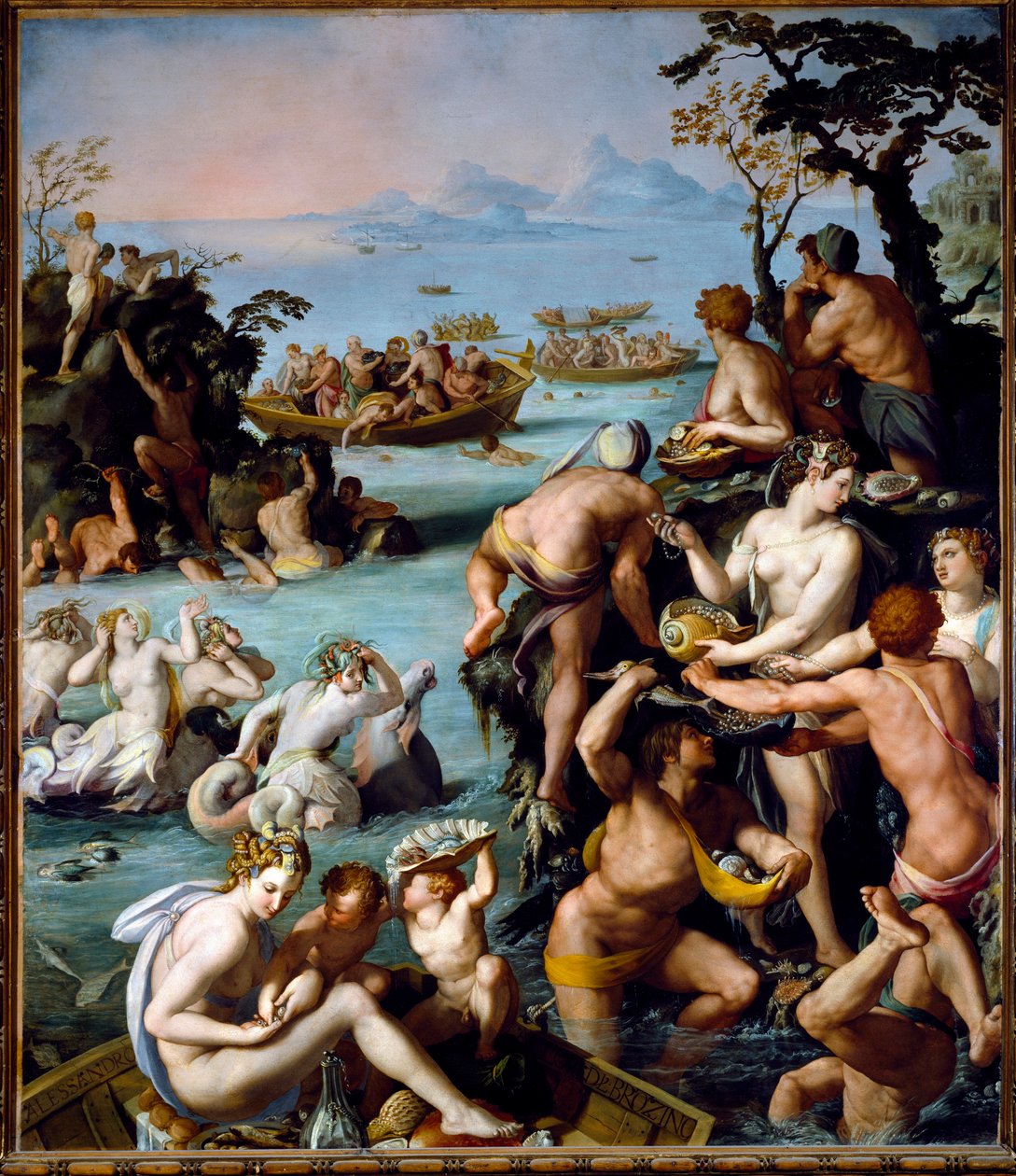 Poławiacze pereł, ok. 1570-1573 (olej na łupku) autorstwa Alessandro Allori