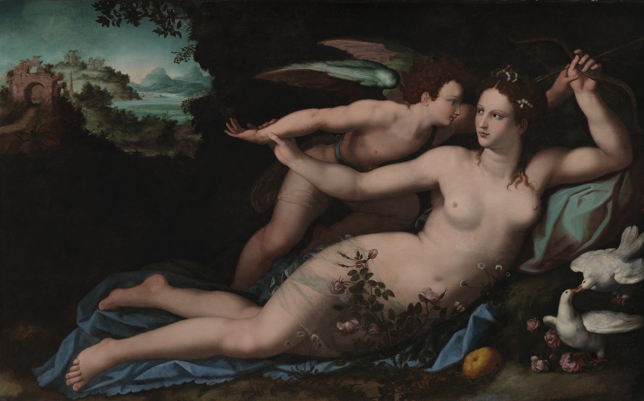 Wenus rozbraja Kupidyna autorstwa Alessandro Allori