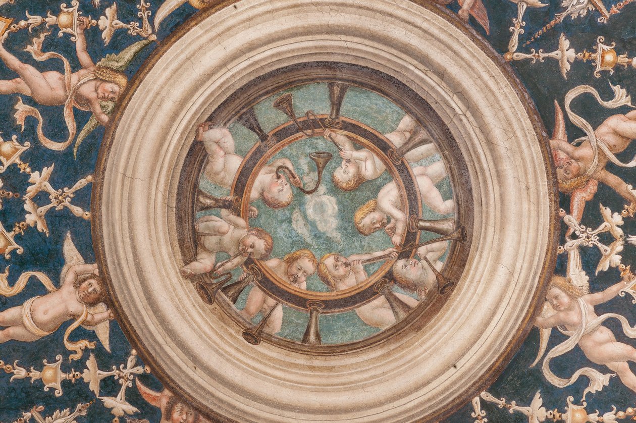 Putti grający na instrumentach muzycznych, fragment 3660848 autorstwa Alessandro Araldi