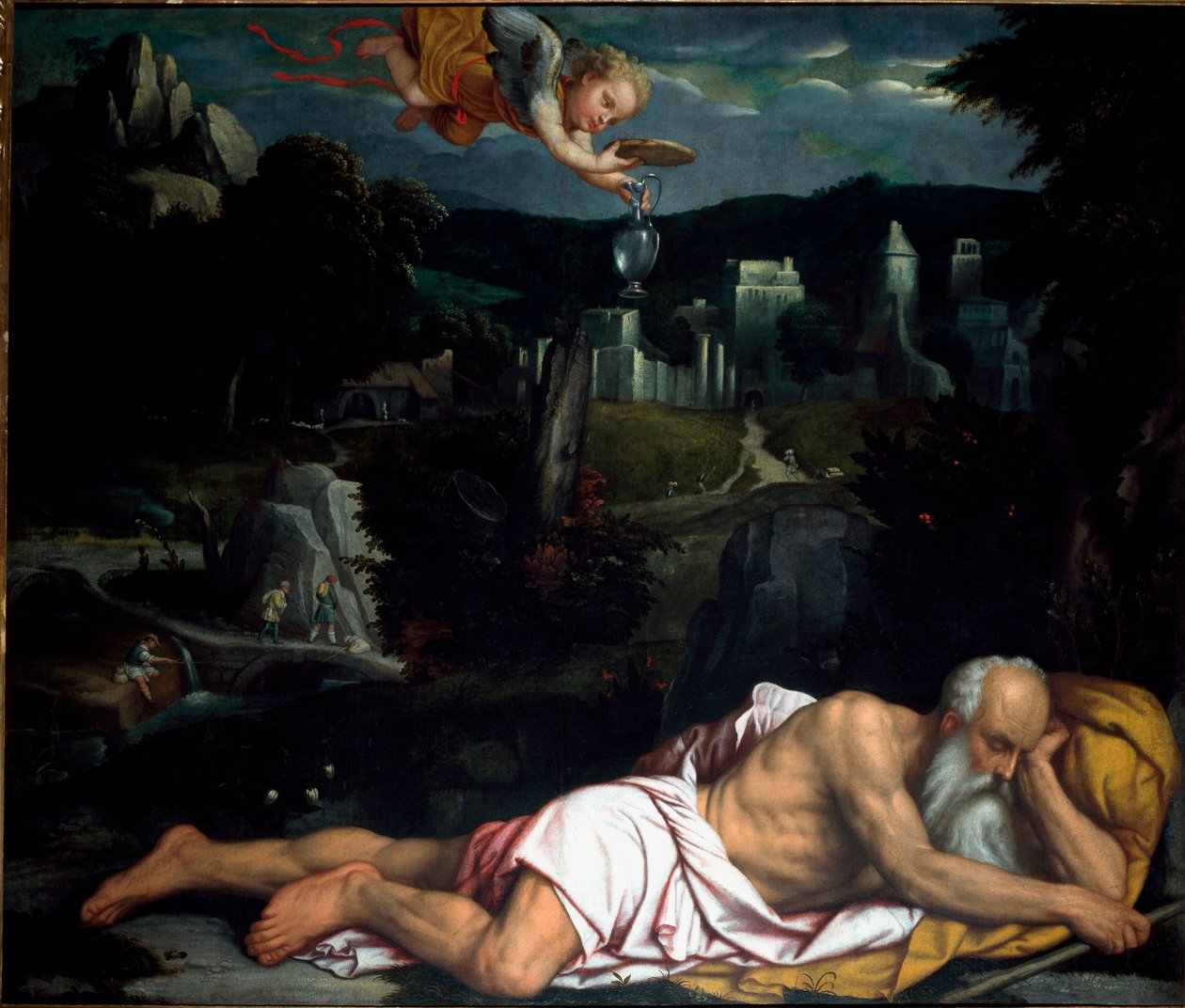 Elie śpi Obraz Alessandro Bonvicino dit il Moretto (1498-1554) Stara Katedra, Brescia autorstwa Alessandro Bonvicino Moretto