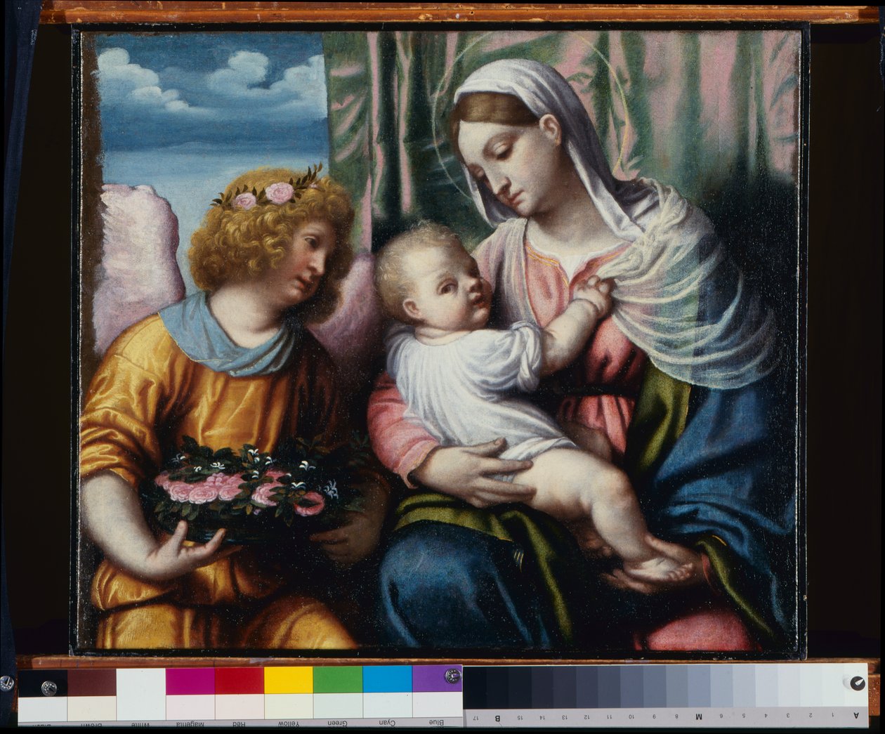 Madonna z Dzieciątkiem i Aniołem autorstwa Alessandro Bonvicino Moretto