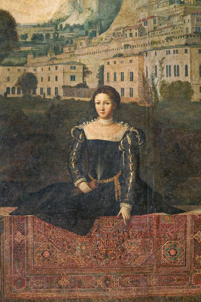 Portret szlachcianki, detal Małej Sali Szlachetnych Dam (olej na płótnie przyklejony do ścian) autorstwa Alessandro Bonvicino Moretto