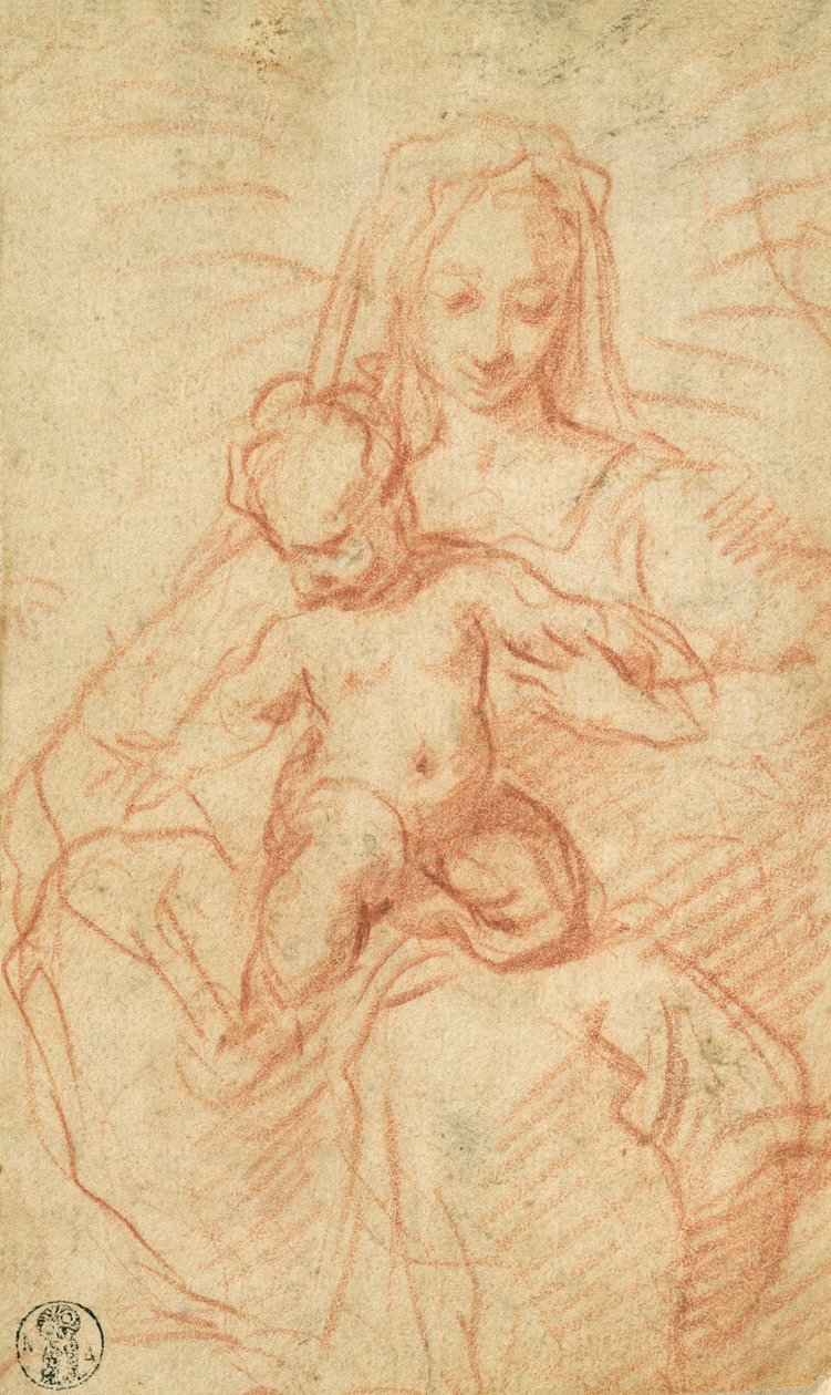 Madonna z Dzieciątkiem (czerwona kreda na papierze) autorstwa Alessandro Casolani