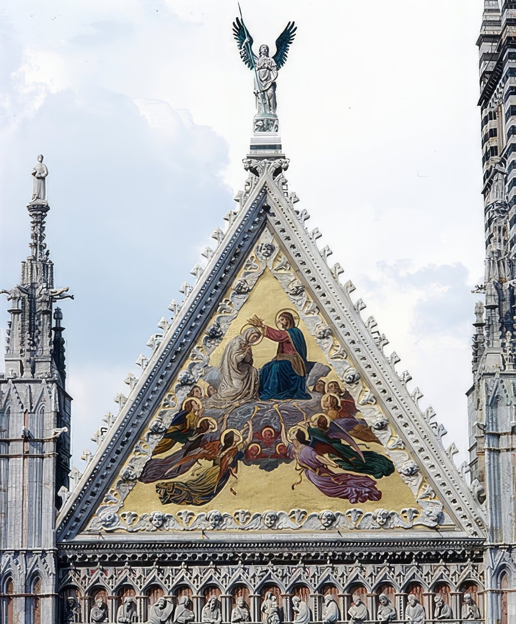 Katedra w Sienie (Katedra Santa Maria Assunta). 1215-1263. Szczegół: mozaika z koronacją Marii. 1878 autorstwa Alessandro Franchi