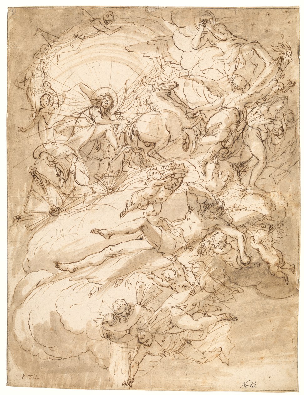 Apollo w swoim rydwanie, projekt malarstwa na suficie autorstwa Alessandro Gherardini