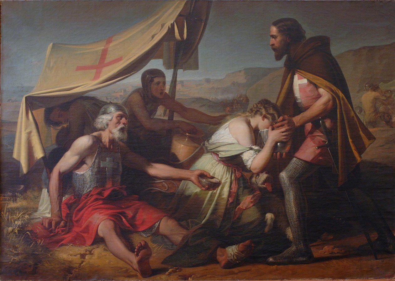 Pragnienie pierwszych krzyżowców, 1852 r. autorstwa Alessandro Guardassoni