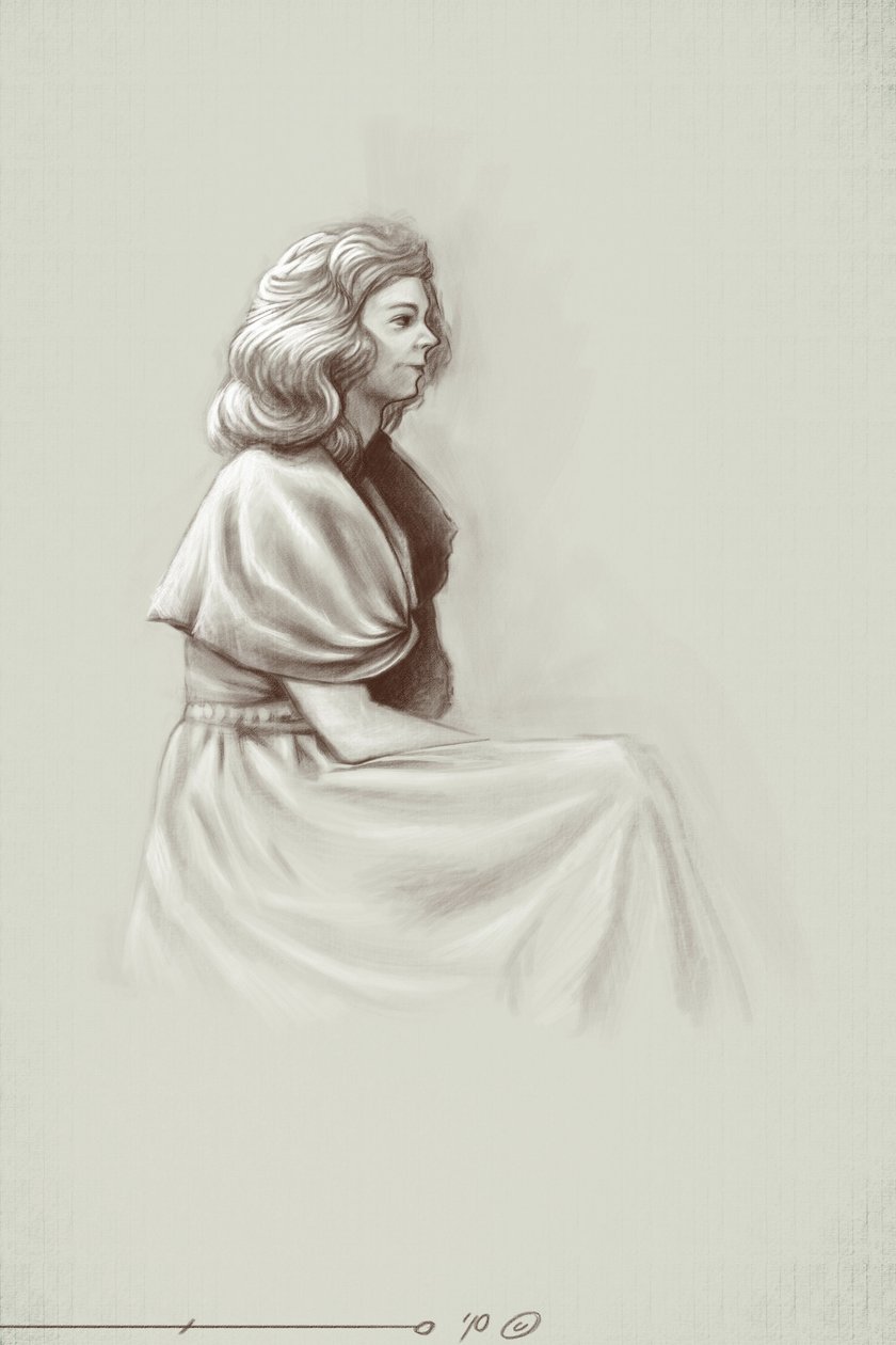 Młoda kobieta żyjąca pod rządami pierwszego Cesarstwa, początek XIX wieku. Ilustracja autorstwa Alessandro Lonatiego. 2010 autorstwa Alessandro Lonati