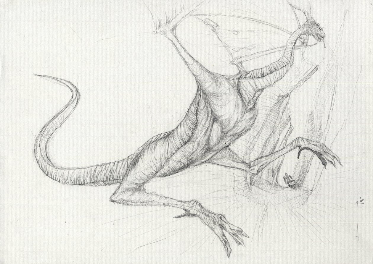 Fantastic Creature: A Dragon Pencil Sketch autorstwa Alessandro Lonati autorstwa Alessandro Lonati