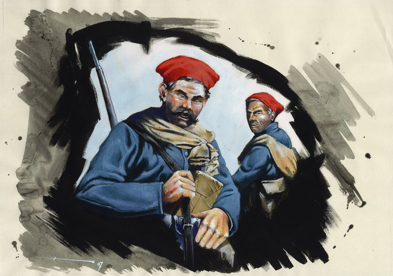 Pierwsza wojna światowa 1914-1918: algierscy żołnierze armii francuskiej w okopach autorstwa Alessandro Lonati