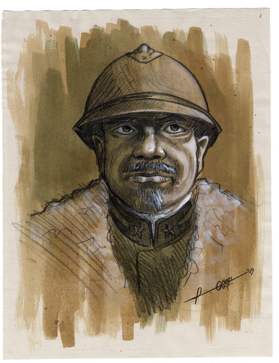 Pierwsza wojna światowa 1914-1918: portret żołnierza armii włoskiej w 1915 r. Rys. Alessandro Lonati autorstwa Alessandro Lonati