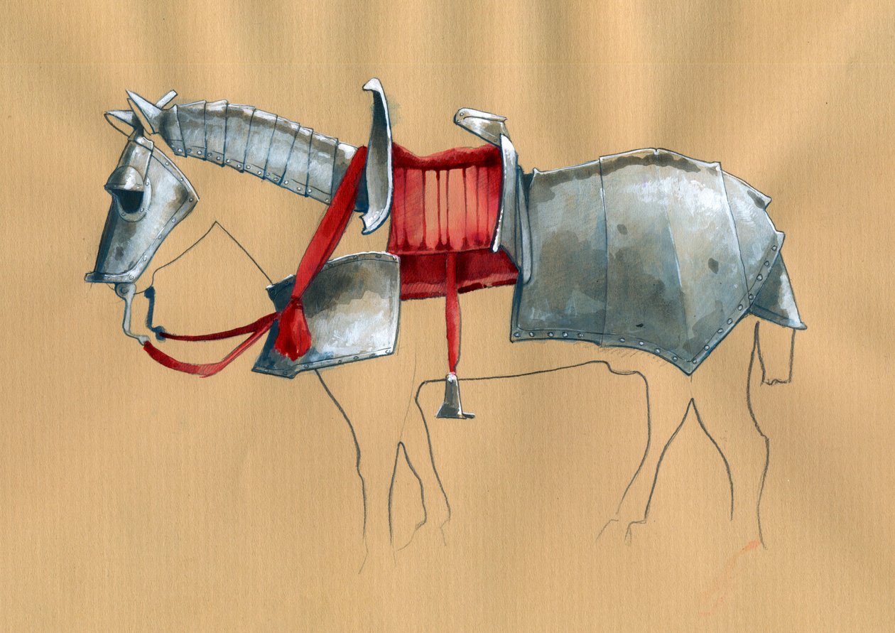Końska zbroja Ilustracja Alessandro Lonati autorstwa Alessandro Lonati