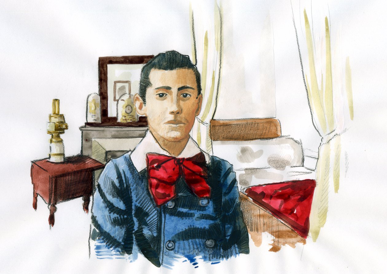 Młody Marcel Proust w pokoju ciotki Elżbiety (tusz na papierze) autorstwa Alessandro Lonati