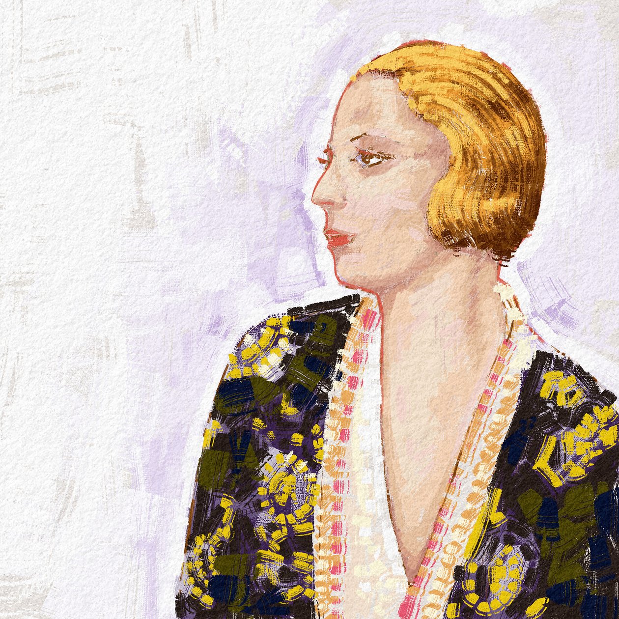 Portret polskiej artystki Tamary De Łempickiej, 2023 (ilustracja) autorstwa Alessandro Lonati