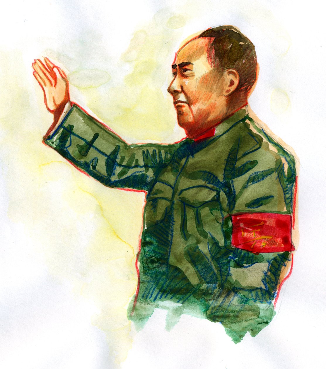 Portret chińskiego komunistycznego rewolucjonisty i ojca założyciela Chińskiej Republiki Ludowej Mao Zedonga autorstwa Alessandro Lonati
