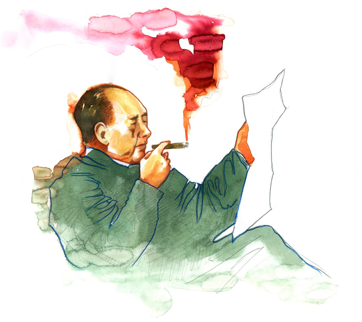 Portret chińskiego komunistycznego rewolucjonisty i ojca założyciela Chińskiej Republiki Ludowej Mao Zedonga autorstwa Alessandro Lonati