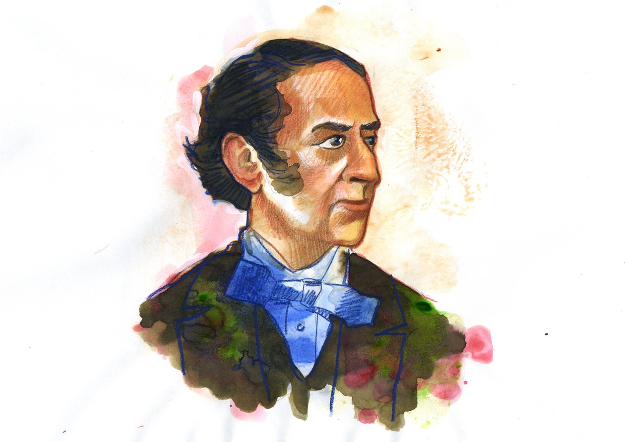Portret Claude-Henri de Rouvroy, hrabiego de Saint-Simon (1760-1825) filozofa i ekonomisty - ilustracja Alessandro Lonati autorstwa Alessandro Lonati