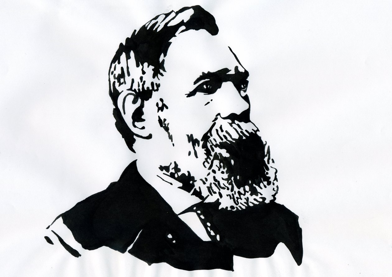 Portret Fryderyka Engelsa (1820-1895), niemieckiego teoretyka i polityka socjalistycznego (niemiecki filozof, socjolog i dziennikarz Friedrich Engels) autorstwa Alessandro Lonati