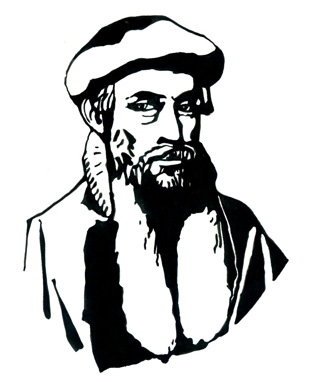 Portret Johannesa Gensfleischa dit Gutenberga (1400-1468), niemieckiego drukarza (Portret Johannesa Gutenberga) Ilustracja: Alessandro Lonati autorstwa Alessandro Lonati