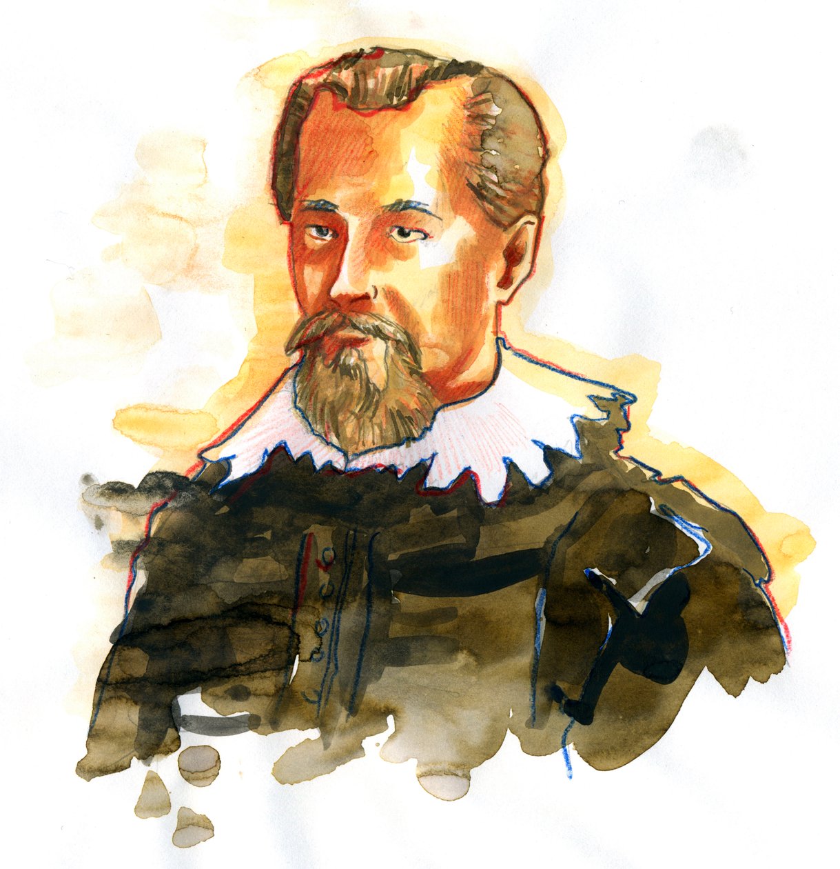Retrato de Johannes Kepler (ou Keppler) (1571-1630) (Retrato do matemático, astrônomo e astrólogo alemão Johannes Kepler) polonês autorstwa Alessandro Lonati