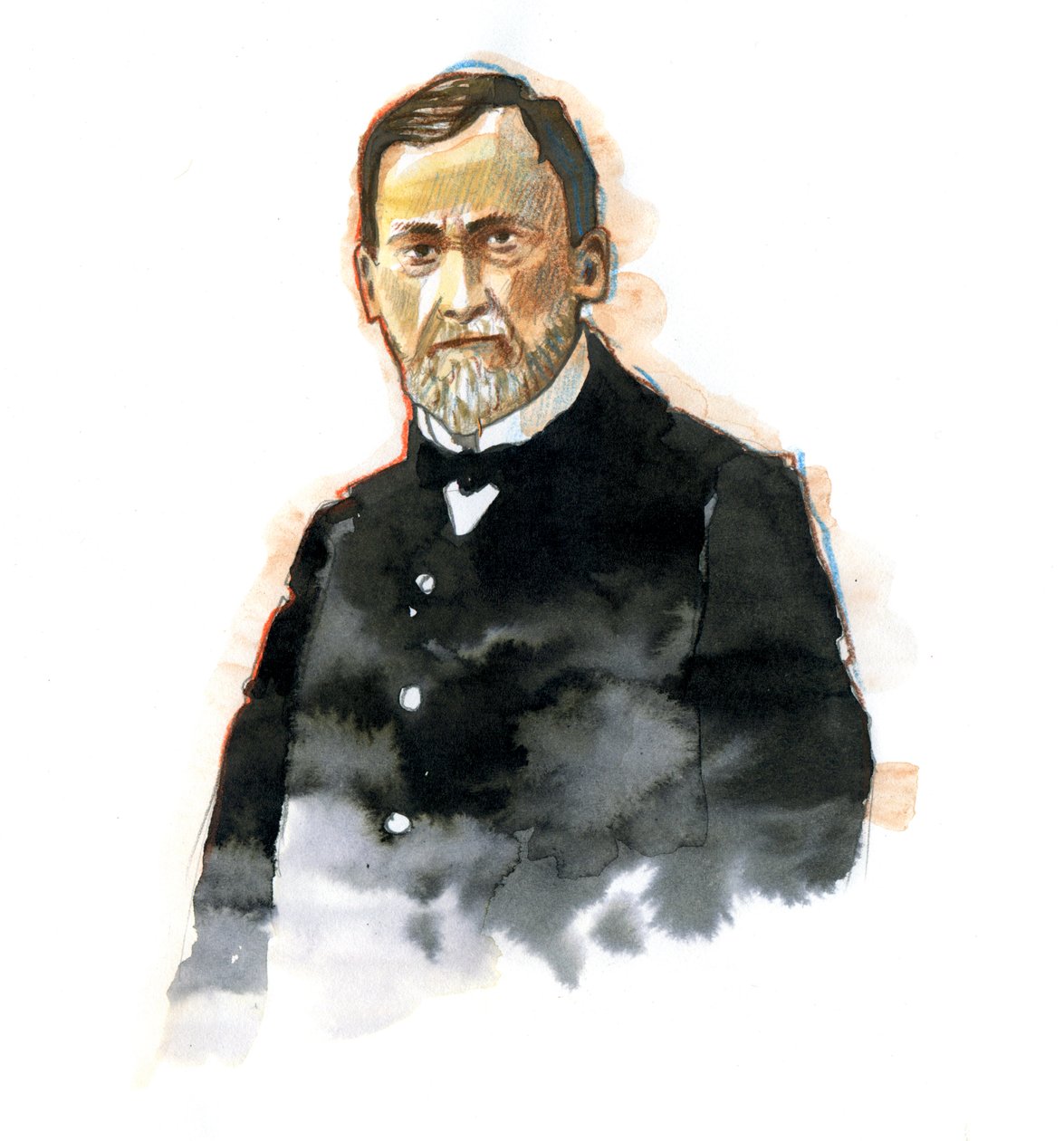 Portret Louisa Pasteura (1822-1895) naukowca francais (Portret Louisa Pasteura, francuskiego chemika i mikrobiologa znanego z odkrycia zasad szczepienia, fermentacji mikrobiologicznej i pasteryzacji) Ilustracja: Alessandro Lonat autorstwa Alessandro Lonati
