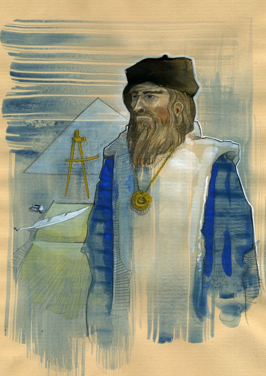 Portret Michel de Notre Dame (Nostradamus) angielskiego astrologa - Portret Nostradamusa, Michel de Notre Dame (1503-1566) astrolog i doktor francais Ilustracja: Alessandro Lonati autorstwa Alessandro Lonati
