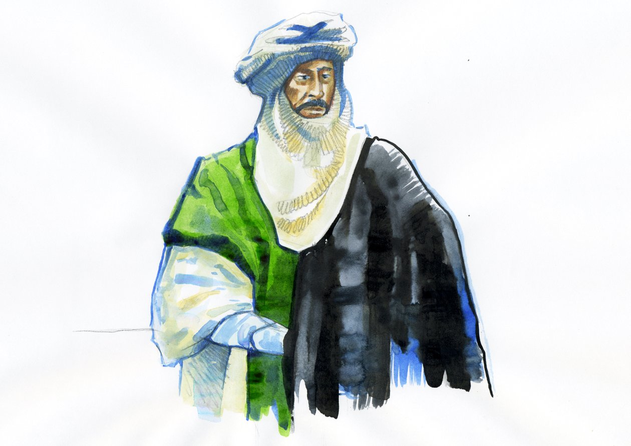 Portret Muawiya I (602-680) pierwszego kalifa Umajjadów (Portret Muawiyah I) autorstwa Alessandro Lonati