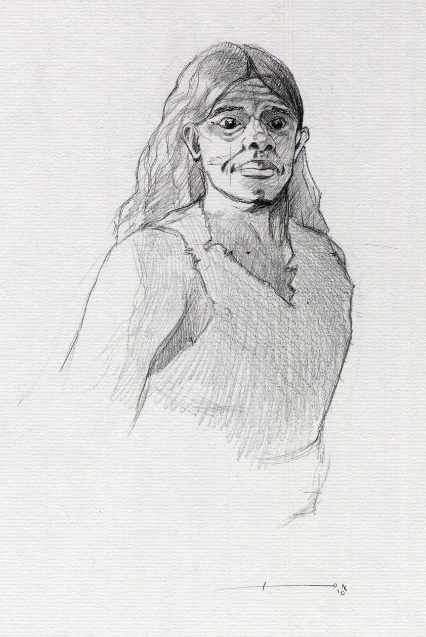 Portret pirata (kasarza) lub popiersie marynarza. Rysunek autorstwa Alessandro Lonatiego. autorstwa Alessandro Lonati
