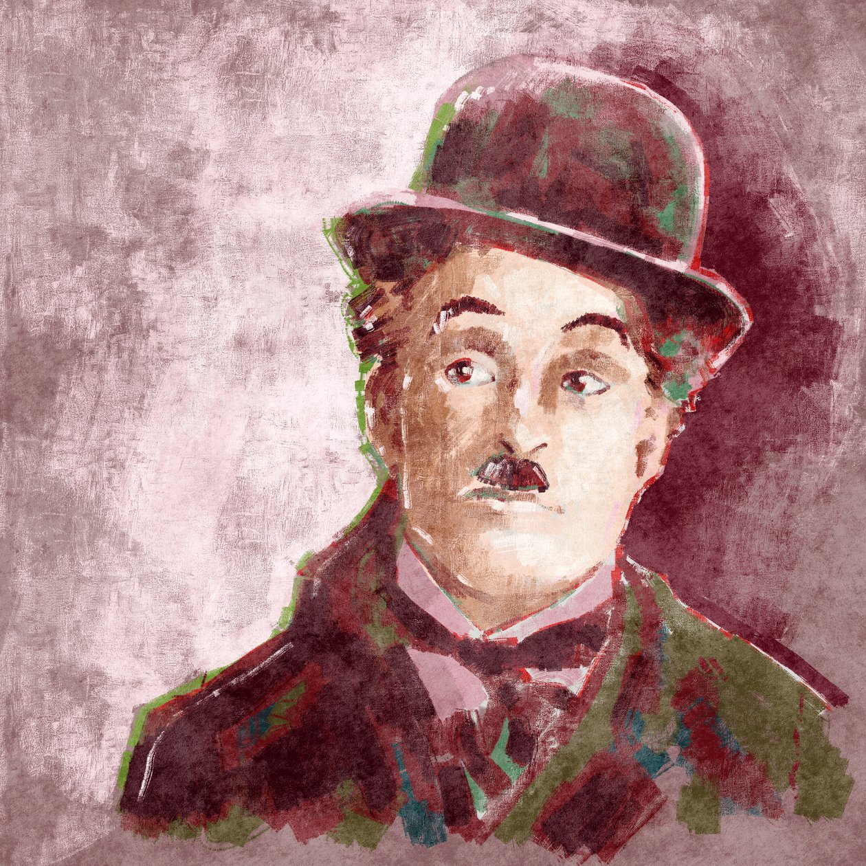 Portret aktora i reżysera Charliego Chaplina (ilustracja) autorstwa Alessandro Lonati