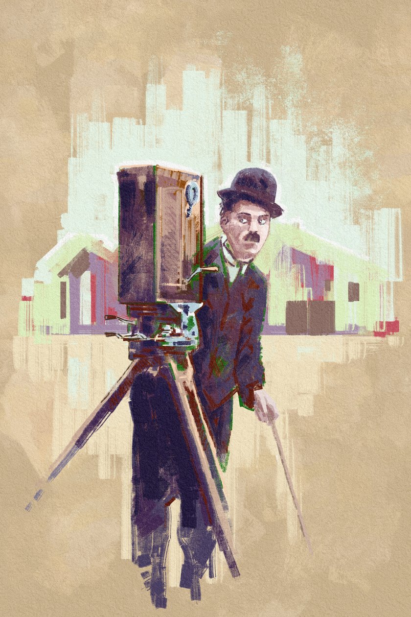 Portret aktora i reżysera Charliego Chaplina (ilustracja) autorstwa Alessandro Lonati