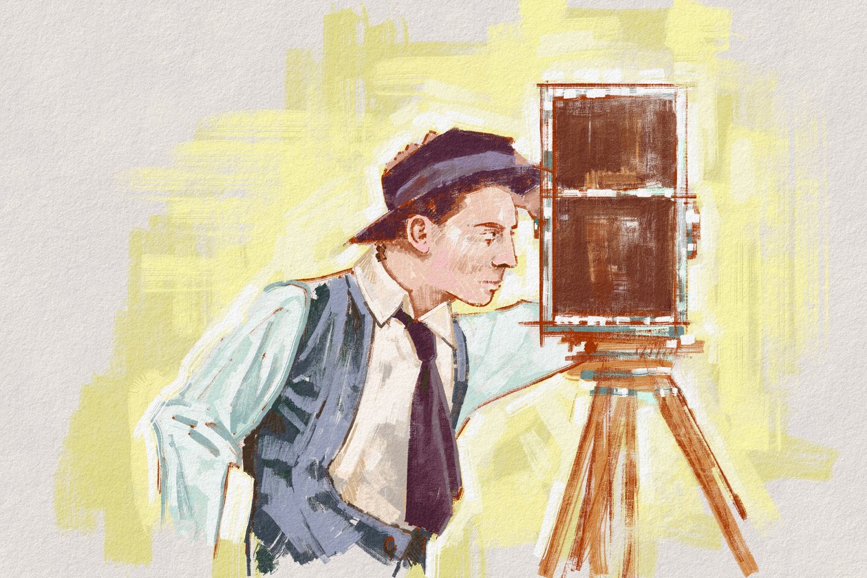 Portret reżysera i aktora Bustera Keatona (ilustracja) autorstwa Alessandro Lonati