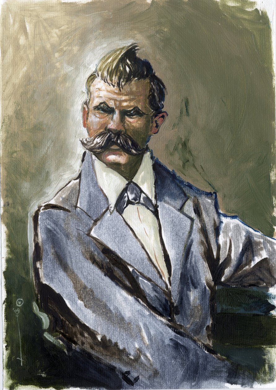 Portret niemieckiego filozofa Friedricha Nietzschego (1844-1900). autorstwa Alessandro Lonati