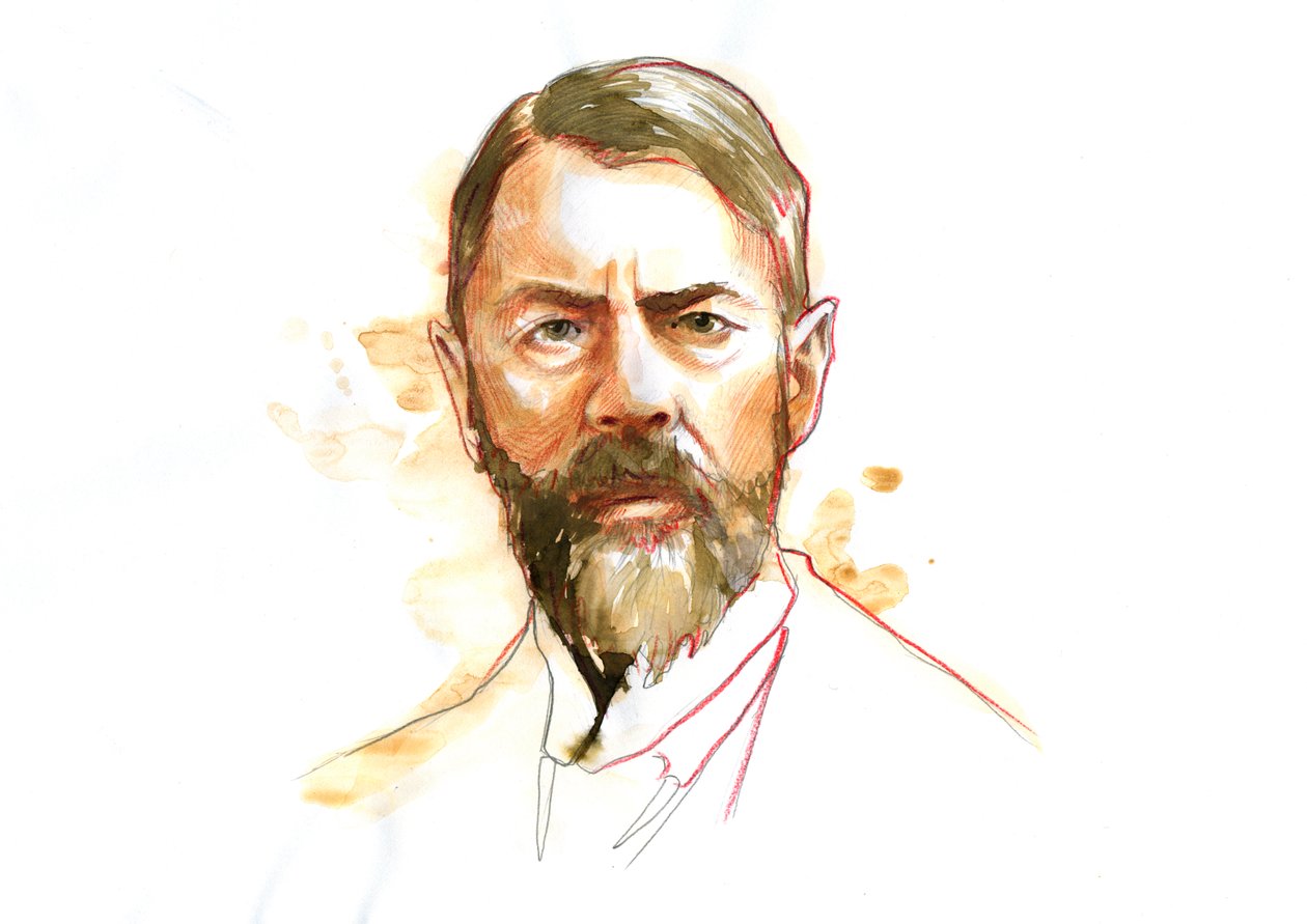Portret niemieckiego socjologa Maxa Webera (1864 - 1920) (Max Weber niemiecki socjolog, filozof, prawnik i ekonomista polityczny) autorstwa Alessandro Lonati
