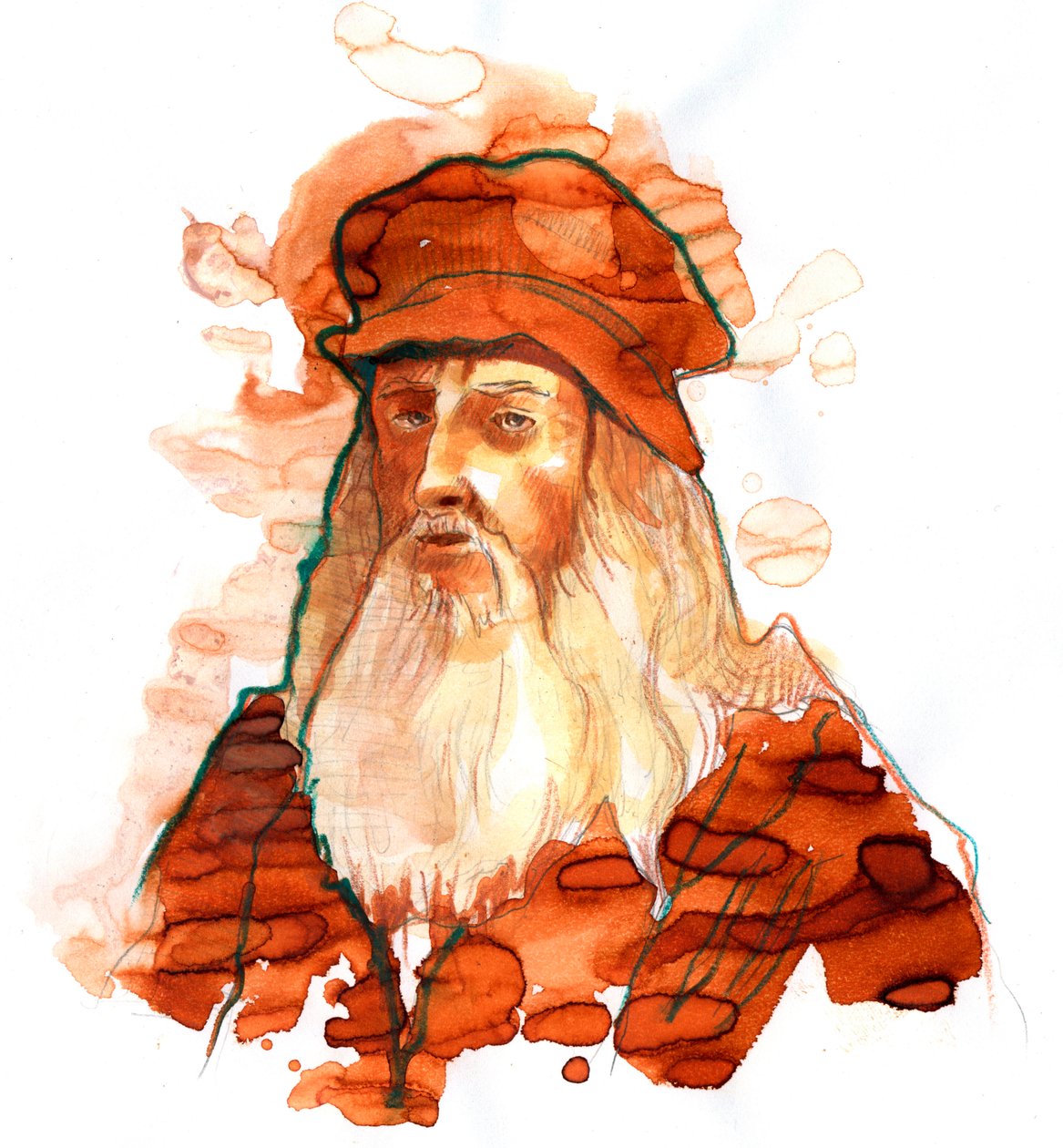 Portret włoskiego artysty i naukowca Leonarda de Vinci (Leonardo da Vinci) (1452-1519) (Portret włoskiego polityka Leonarda da Vinci) autorstwa Alessandro Lonati