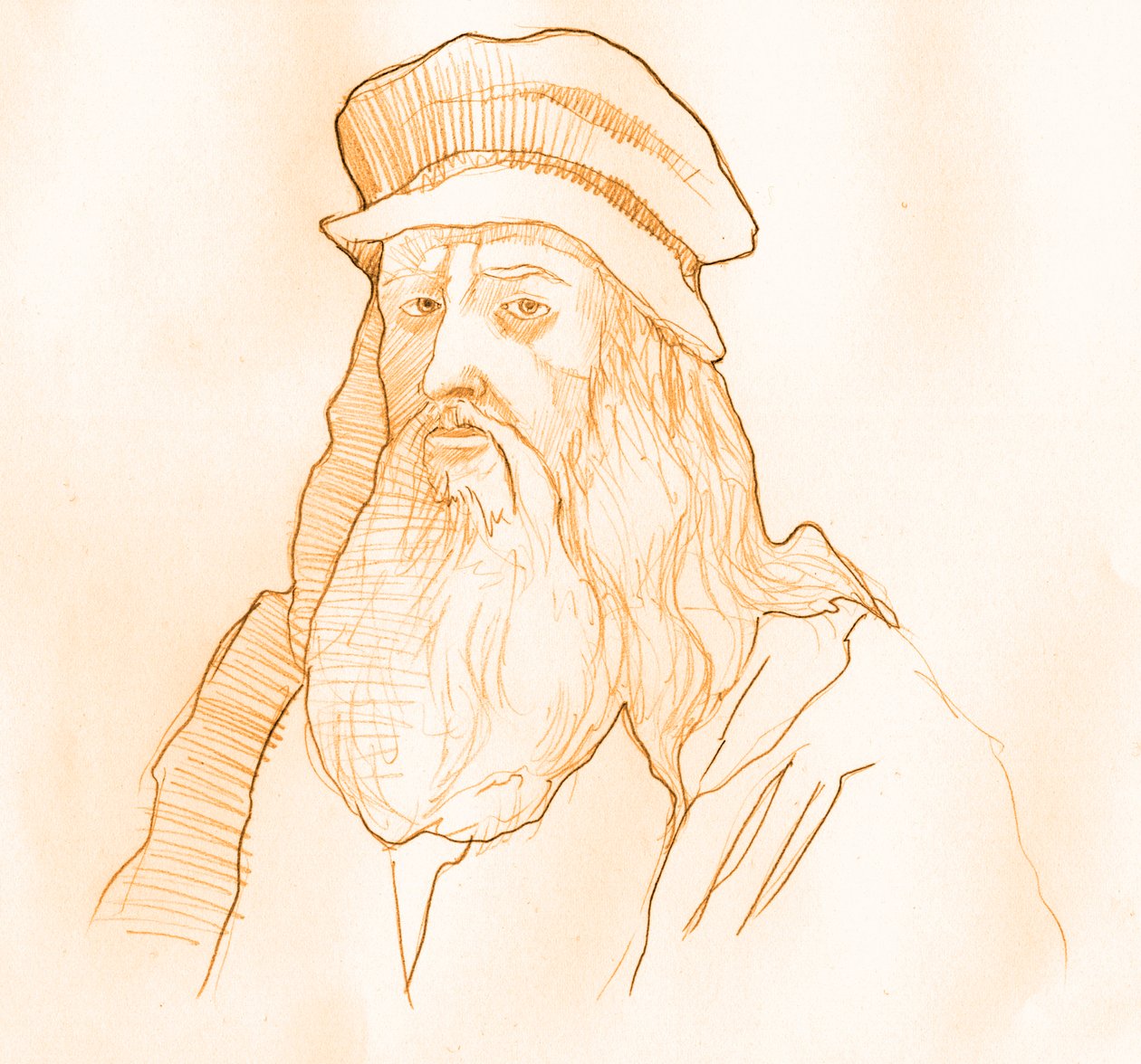 Portret włoskiego artysty i naukowca Leonarda de Vinci (Leonardo da Vinci) (1452-1519) (Portret włoskiego polityka Leonarda da Vinci) autorstwa Alessandro Lonati