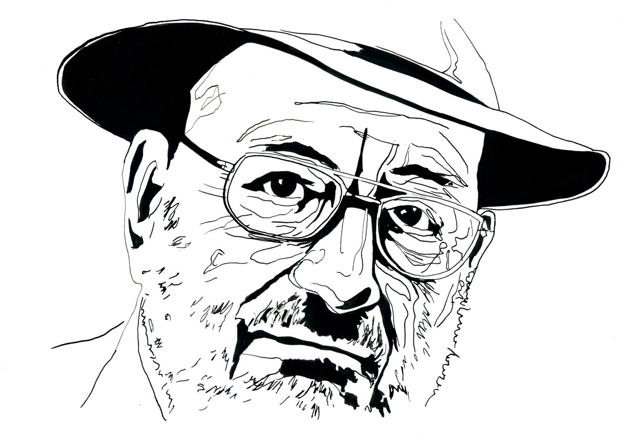 Portret włoskiego intelektualisty Umberto Eco (1932-2016) autorstwa Alessandro Lonati