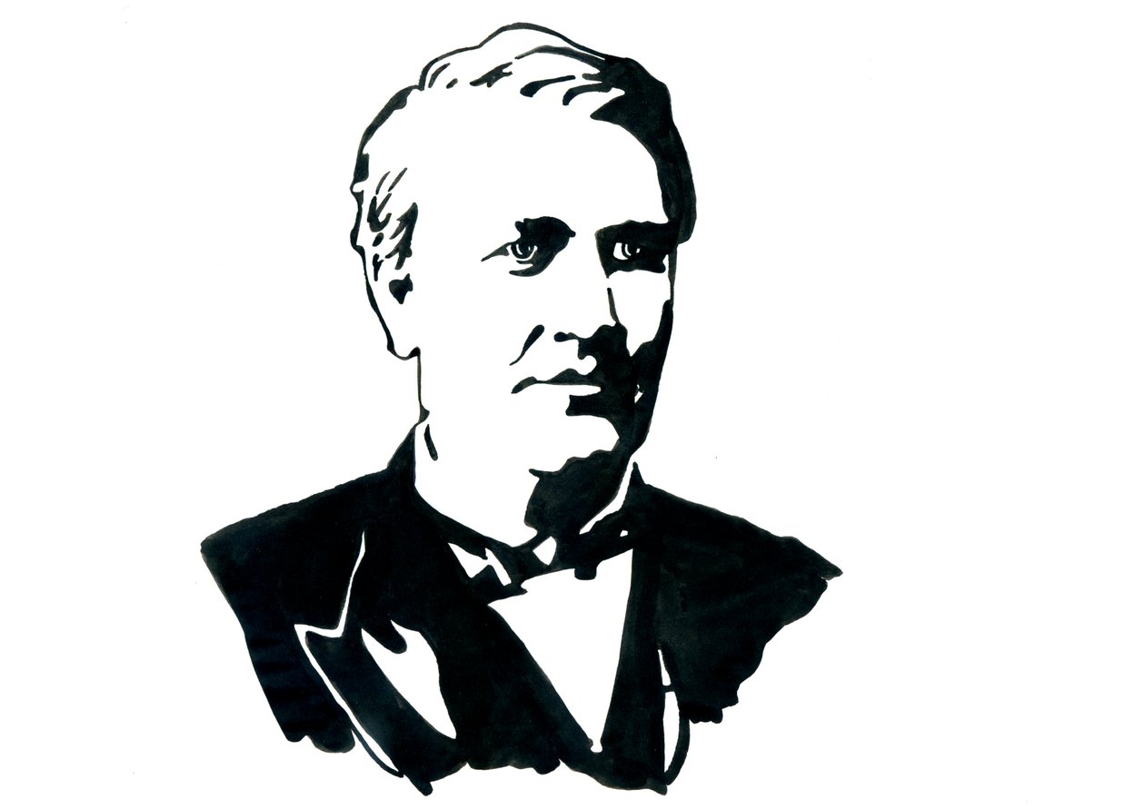 Portret fizyka Thomasa Edisona (1847-1931) Rysunek autorstwa Alessandro Lonati