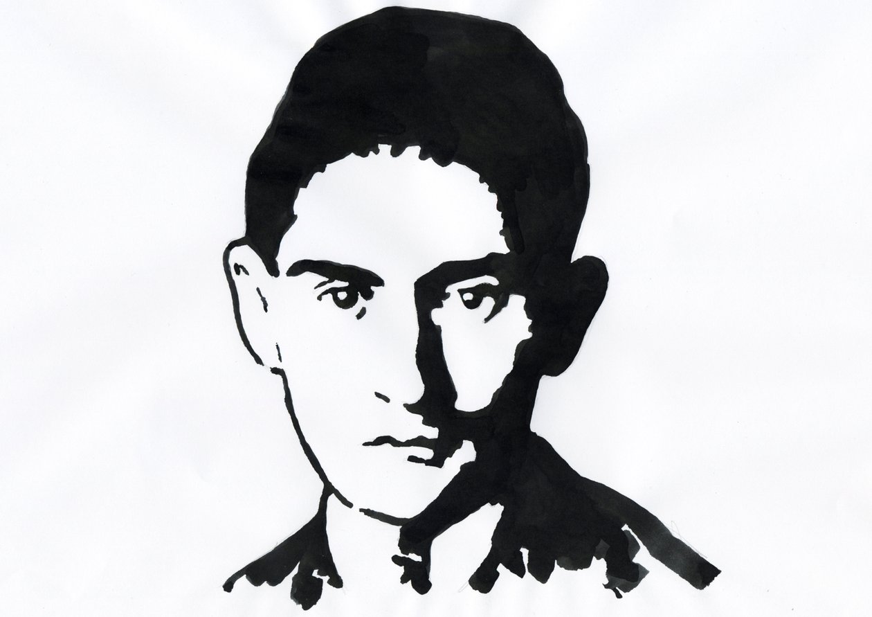 Portret praskiego pisarza Franza Kafki (1883-1924) (Portret niemieckojęzycznego pisarza powieści Franza Kafki) autorstwa Alessandro Lonati