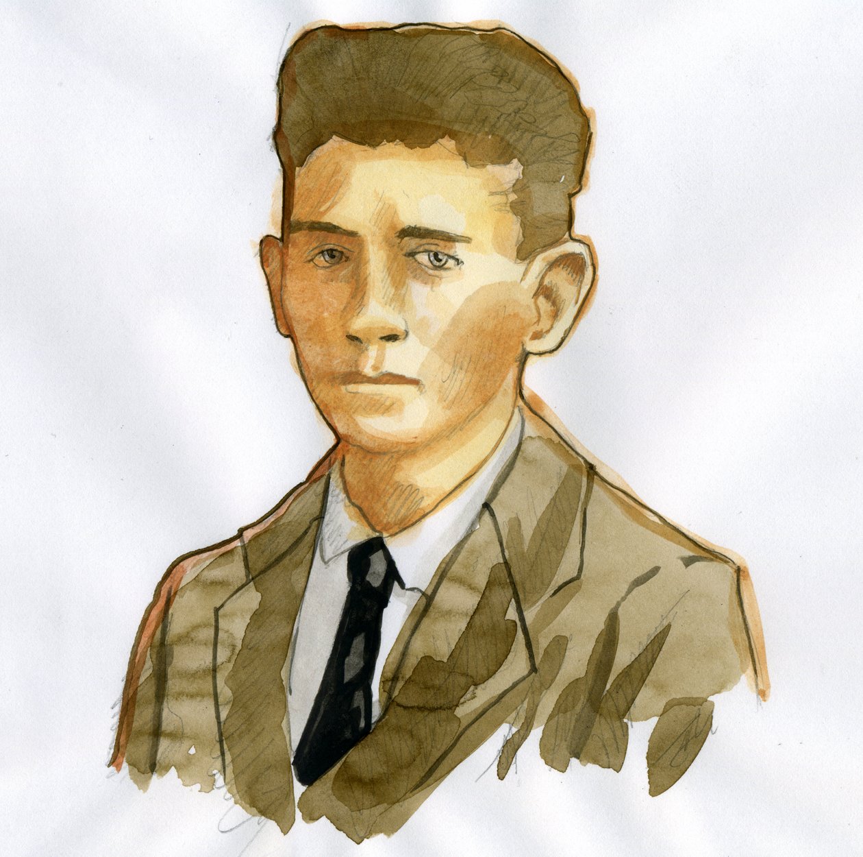 Portret praskiego pisarza Franza Kafki (1883-1924) (Portret niemieckojęzycznego pisarza powieści Franza Kafki) autorstwa Alessandro Lonati