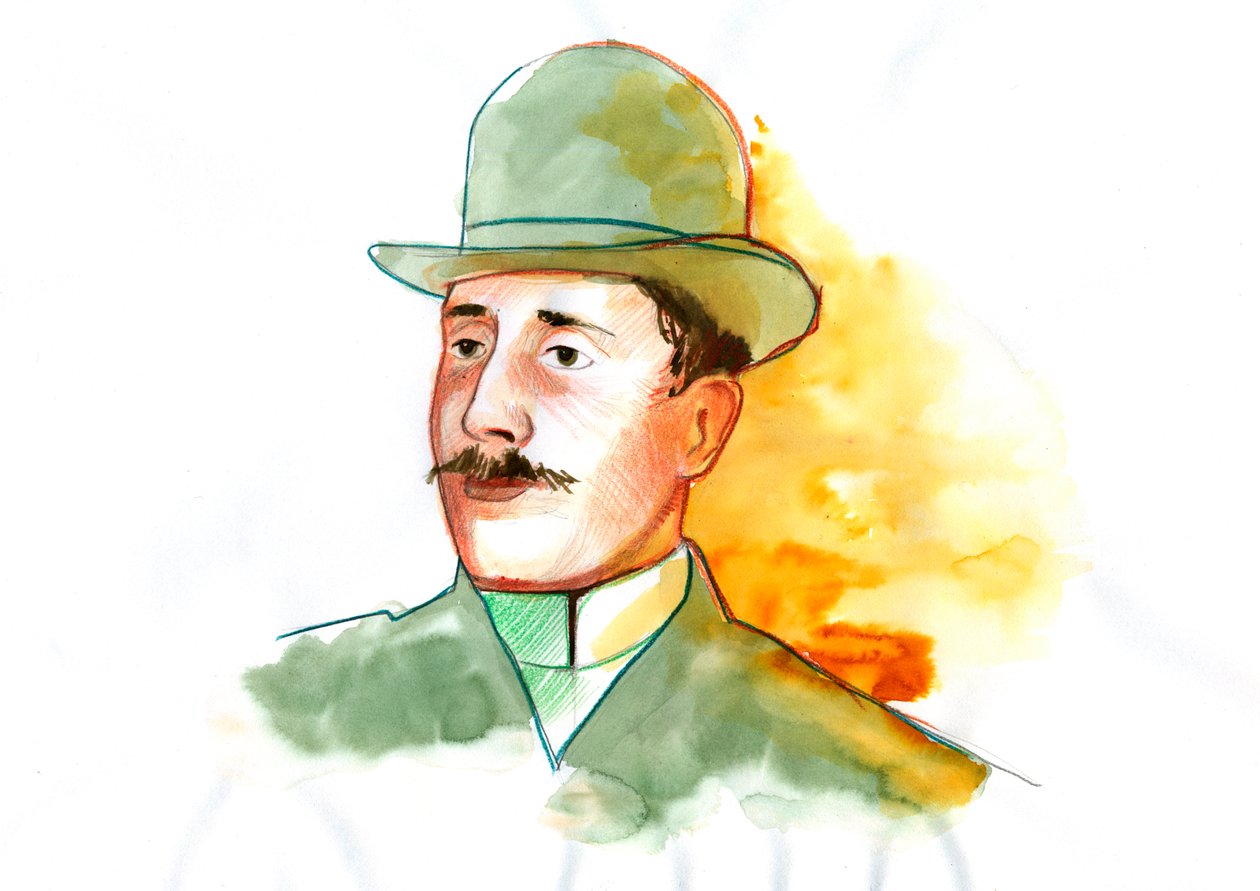 Portret poety Guillaume Apollinaire (1880-1918) (angielski poeta Guillaume Apollinaire) autorstwa Alessandro Lonati