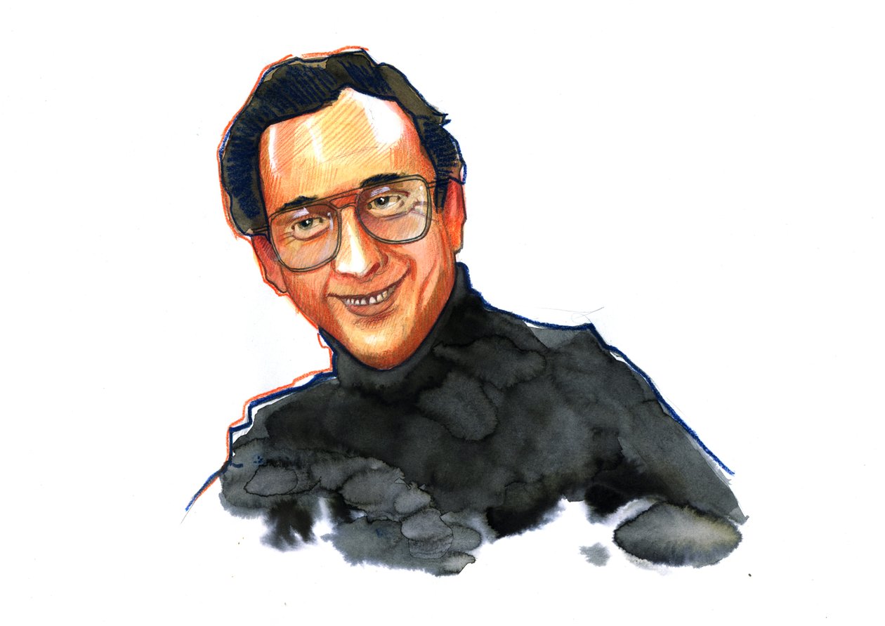 Portret pisarza i komika Harolda Pintera (1930-2008) (angielski dramaturg, scenarzysta, reżyser i aktor Harold Pinter) Rysunek: Alessandro Lonati autorstwa Alessandro Lonati