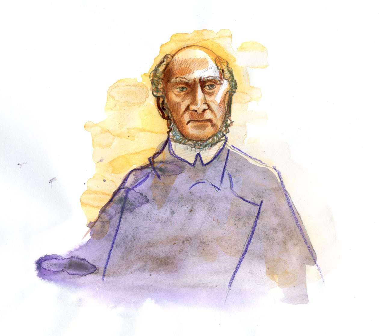 Reprezentacja Victora Schoelchera (1804-1893) francuskiego polityka Franca Macona, znanego z kierowania dekretem ostatecznego zniesienia niewolnictwa we Francji (portret francuskiego pisarza abolicjonisty Victora Schoelchera) Ilustracja: Alessandro Lonati autorstwa Alessandro Lonati