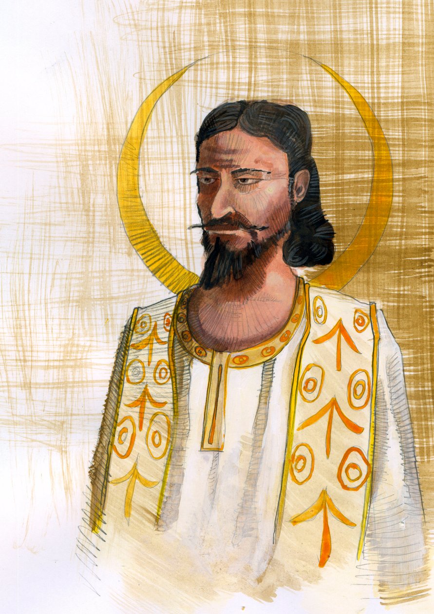 Przedstawienie proroka Mani (Manesa) założyciela manicheizmu (216-276) (portret proroka Mani i założyciela manicheizmu) Ilustracja: Alessandro Lonati autorstwa Alessandro Lonati