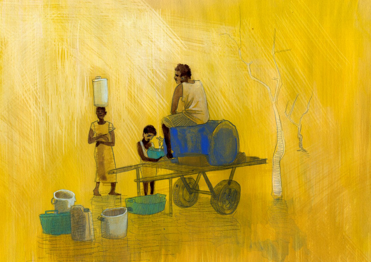 Niedobór wody Ilustracja Alessandro Lonati autorstwa Alessandro Lonati