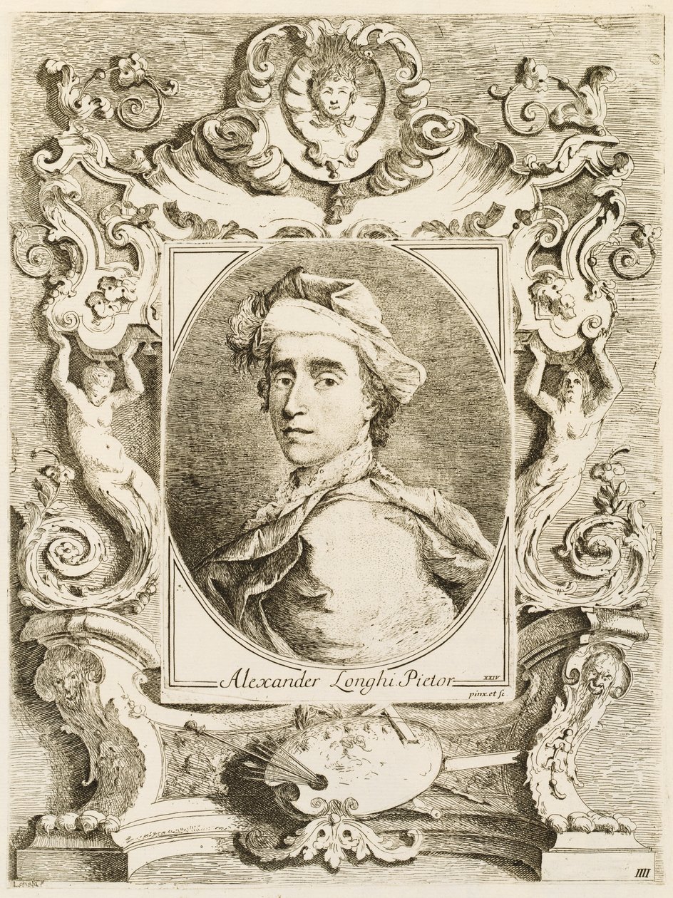 Kompendium życia najbardziej znanych historycznych malarzy weneckich obecnego stulecia z jego portretami zaczerpniętymi z naturalnych zarysowanych i wygrawerowanych przez Alessandro Longhi Veneziano autorstwa Alessandro Longhi and Italian 18th Century