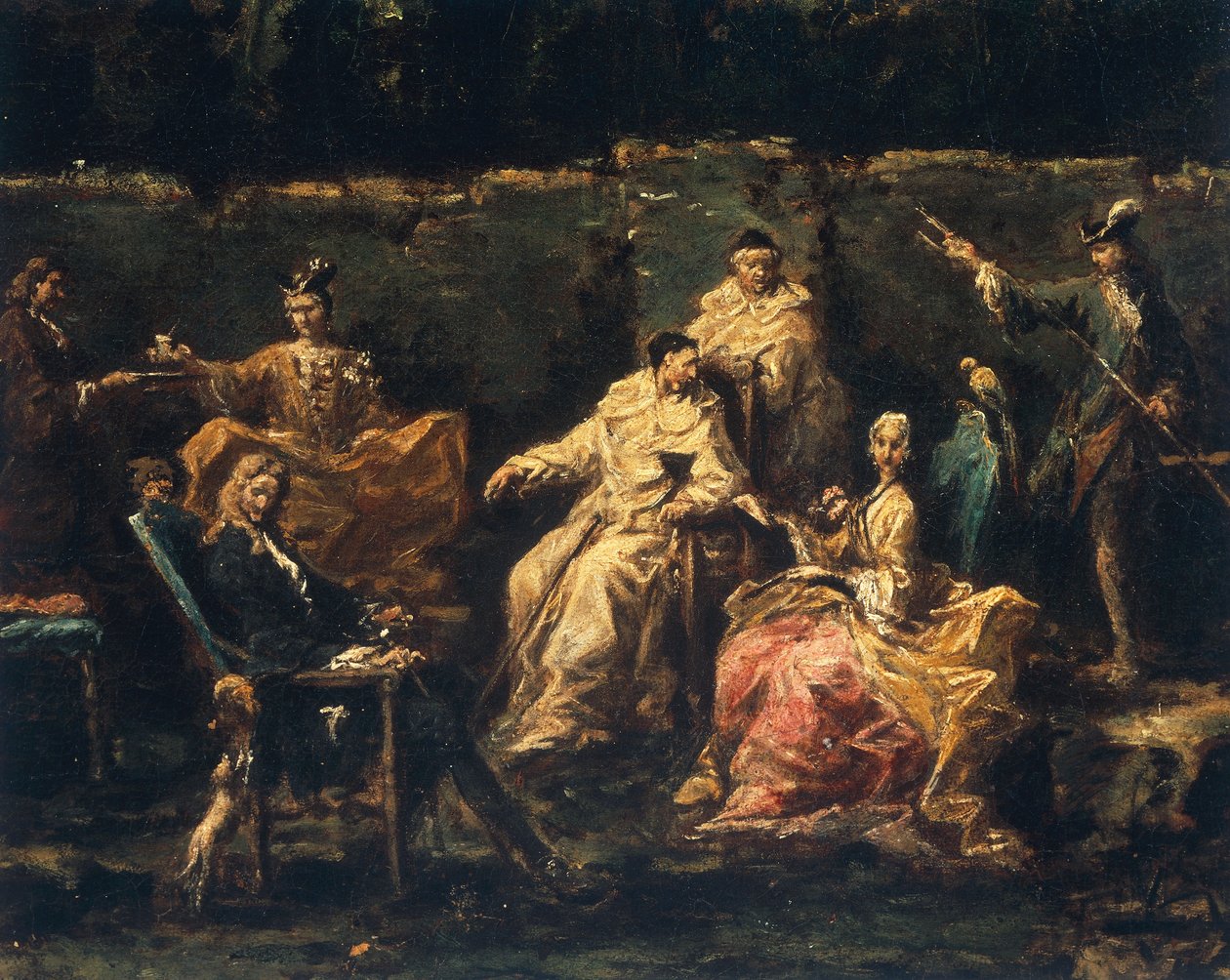 Szczegóły rozrywki w Garden of Albaro autorstwa Alessandro Magnasco
