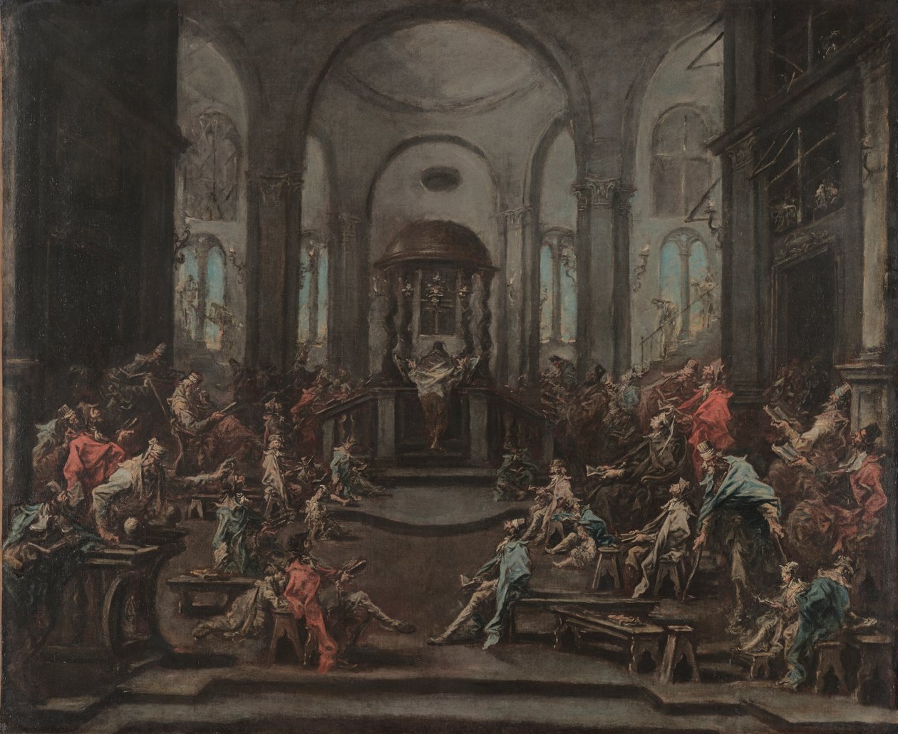 Wnętrze synagogi, ok. 1725-35 (olej na płótnie) autorstwa Alessandro Magnasco