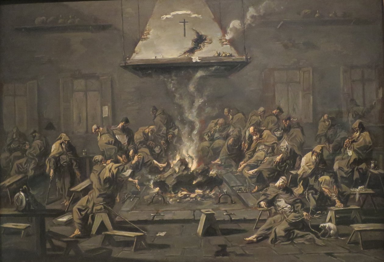 "Wnętrze z mnichami" autorstwa Alessandro Magnasco, ok. 1725, Norton Simon Museum autorstwa Alessandro Magnasco